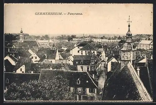 AK Germersheim, Panorama der Stadt, Blick auf die Kirche