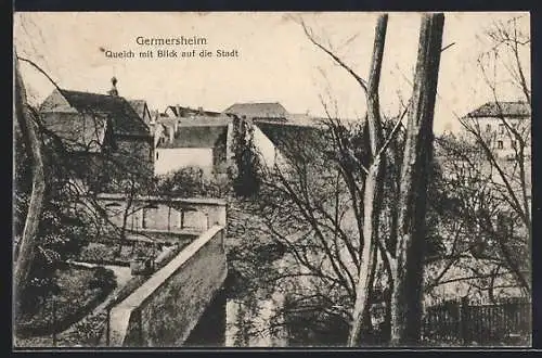 AK Germersheim, Queich mit Blick auf die Stadt