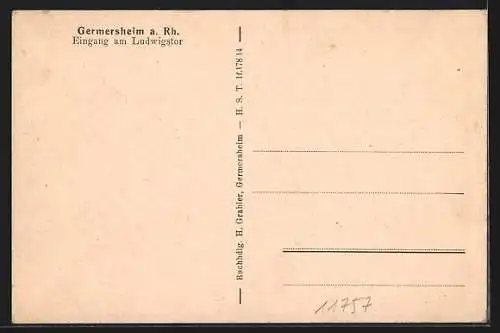 AK Germersheim a. Rh., Eigang am Ludwigstor