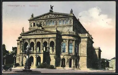AK Frankfurt a. M., Opernhaus im Abendlicht