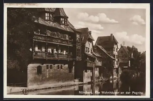 AK Nürnberg, Alte Wohnhäuser an der Pegnitz