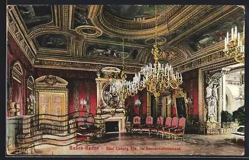 AK Baden-Baden, Saal Ludwig XIV. im Konversationshaus