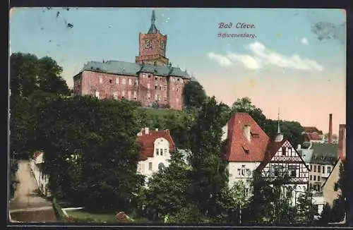 AK Bad Cleve, Teilansicht mit Schwanenburg