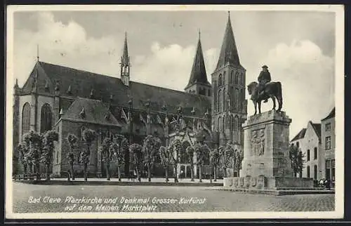 AK Bad Cleve, Pfarrkirche und Denkmal Grosser Kurfürst