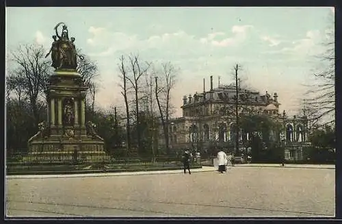 AK Hannover, Kriegerdenkmal und Neues Haus am Emmerichplatz