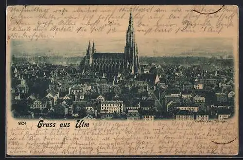 AK Ulm / Donau, Teilansicht mit Münster