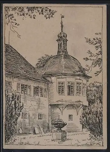 Künstler-AK Darmstadt, Schloss Kranichstein