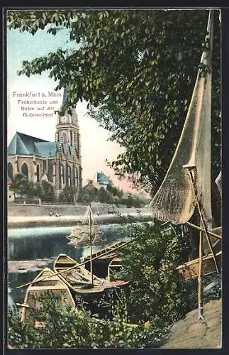 AK Frankfurt a. Main, Ruderer-Insel, Fischerboote