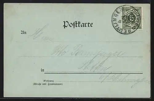 Mondschein-AK Reutlingen, Klein Venedig bei Nacht