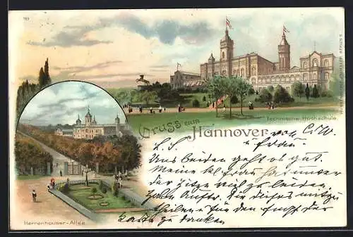 Lithographie Hannover, Polytechnikum und Herrenhaus