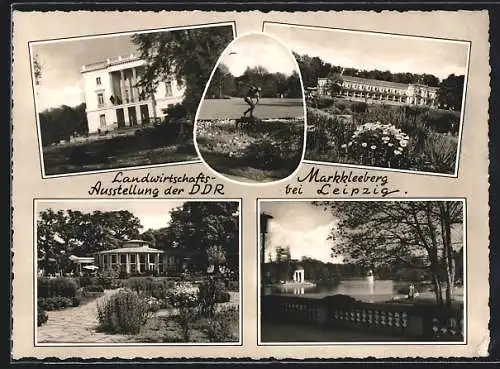 AK Markkleeberg bei Leipzig, Landwirtschaftsausstellung der DDR, Teich und Gärten