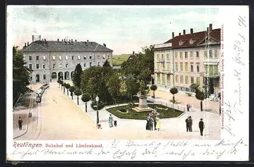 AK Reutlingen, Bahnhof und Listdenkmal