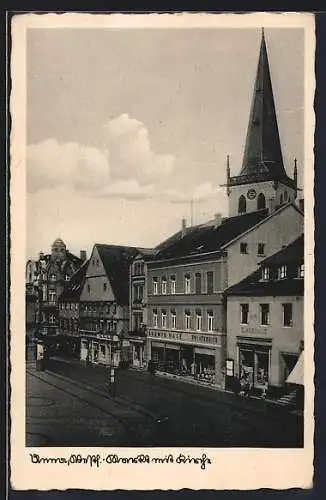 AK Unna /Westf., Strasse am Marktplatz mit Geschäft von Ludwig Nase