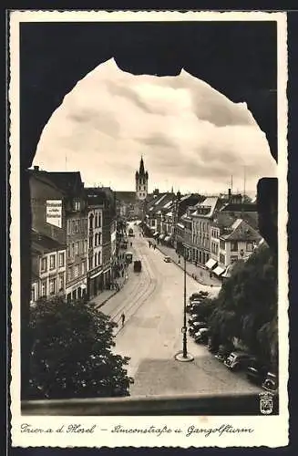 AK Trier a. d. Mosel, Simeonstrasse und Gangolfturm