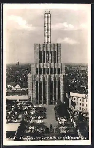 AK Berlin-Neukölln, Dachgarten des Karstadt-Hauses am Hermannplatz