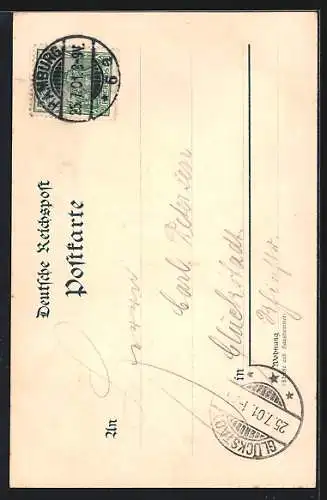 Lithographie Hamburg, Altes-Rathaus-Fleet
