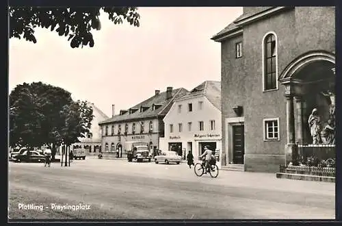 AK Plattling, Preysingplatz mit Rathaus