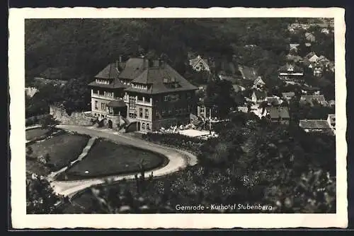 AK Gernrode / Harz, Kurhotel Stubenberg aus der Vogelschau