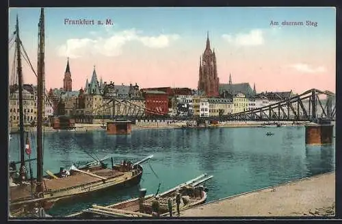 AK Alt-Frankfurt, Am eisernen Steg mit Kirche