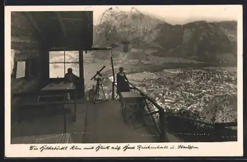 AK Bad Reichenhall, Bildstöckl-Alm mit Blick auf den Ort und Stauffen