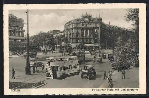 AK Berlin-Tiergarten, Potsdamer Platz mit Wintergarten-Variete und Verkehrsturm