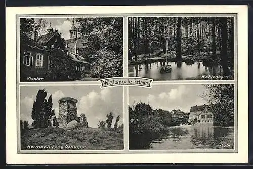 AK Walsrode, Kloster, Hermann Löns Denkmal, Kolk