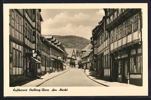 AK Stolberg /Harz, Strassenpartie am Markt mit Bäckerei