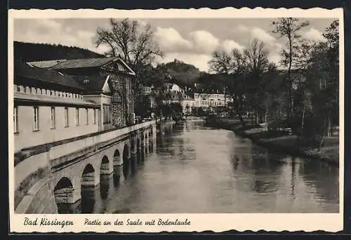 AK Bad Kissingen, Saalepartie mit Bodenlaube