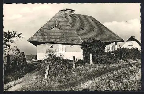 AK Vitte auf Hiddensee, Haus mit schiefem Dach