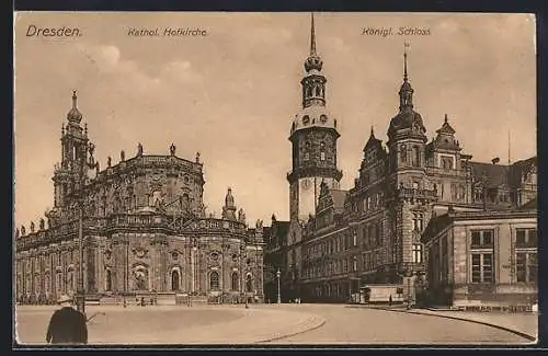 AK Dresden, Kathol. Hofkirche und Königl. Schloss