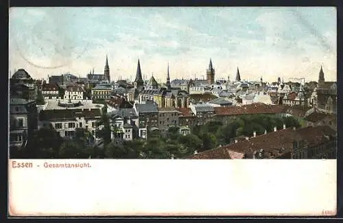 AK Essen / Ruhr, Gesamtansicht mit Kirche