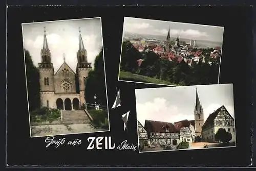 AK Zeil a. Main, Teilansicht, Kirche, Ortspartie