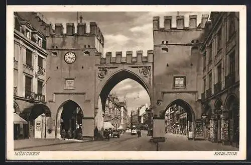 AK München, Karlstor mit Strassenpartie