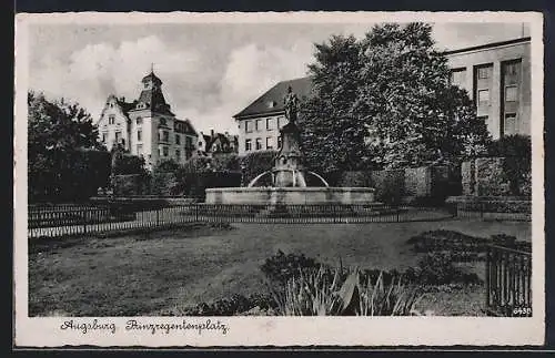 AK Augsburg, Prinzregentenplatz mit Brunnen