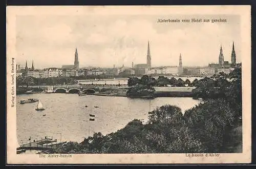 AK Hamburg, Alsterbassin von Streit`s Hotel aus gesehen