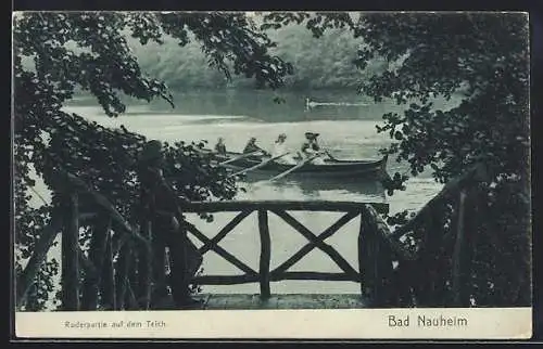 AK Bad Nauheim, Ruderpartie auf dem Teich