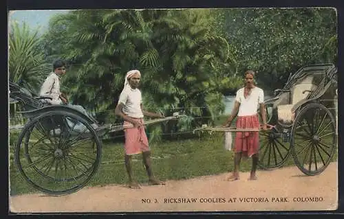 AK Colombo, Rickshaw Coolies at Victoria Park, Rikscha