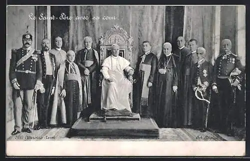 AK Papst Pius X. mit Hofstaat