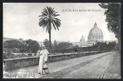 AK Papst Pius X. im Garten des Vatikan