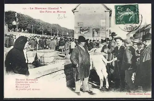 AK Saulieu, Une Foire en Morvan, Viehmarkt