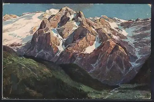 Künstler-AK Rudolf Alfred Höger: Dolomiten, Blick auf den Marmolata