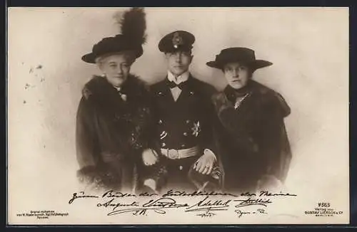 AK Prinz Adalbert von Preussen in Uniform mit Kaiserin Auguste Viktoria und Adelheid