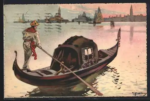 Künstler-AK Venedig / Venezia, La Gondola