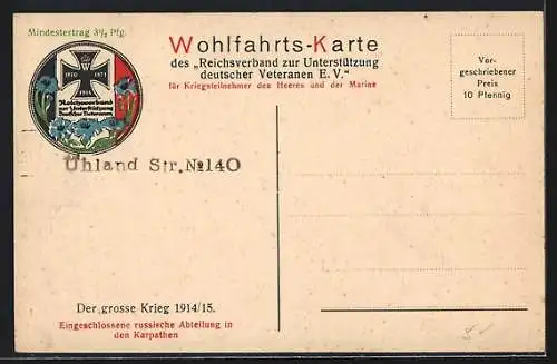 AK Eingeschlossene russische Abteilung in den Karpathen, 1914-15