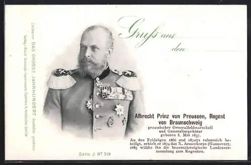 AK Albrecht Prinz von Preussen, Regent von Braunschweig in Uniform mit Orden