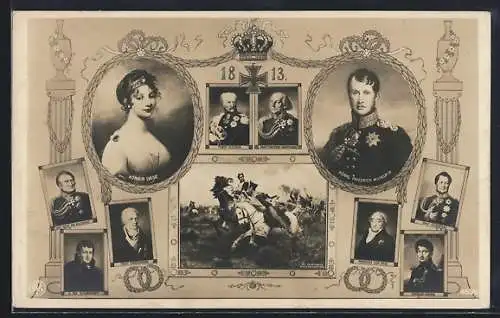 AK Königin Luise von Preussen mit König Friedrich Wilhelm III., Befreiungskriege