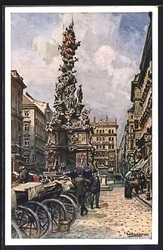 Künstler-AK Ernst Graner: Wien, Graben mit Dreifaltigkeitssäule, Kutschen