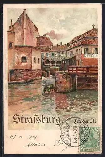 Künstler-AK F. Hoch: Strassburg, An der Ill