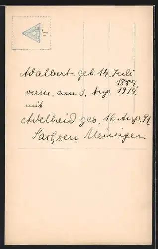 Foto-AK Portrait Prinz und Prinzessin Adalbert von Preussen in Marineuniform mit Dolch