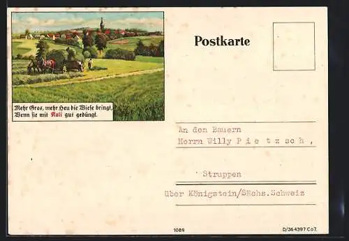 AK Mehr Gras, mehr Heu die Wiese bringt, wenn sie mit Kali gut gedüngt